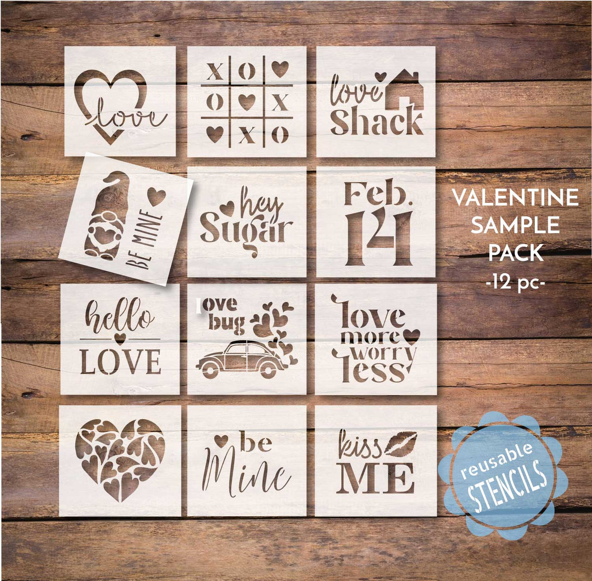 Valentine Sample Pack / 12 pc stencil bundle